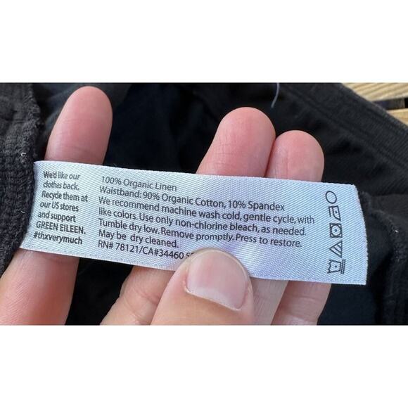 Eileen Fisher Linen Cropped Pants Size Large Women’s Black Drawstring - Picture 4 of 8